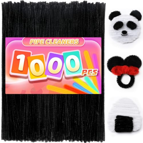 Image of Praisebank Black Pipe Cleaners for Crafts, 1000pcs, Chenille Stems for DIY Projecets, Arts & Crafts Supplies for Festival Party Decorations