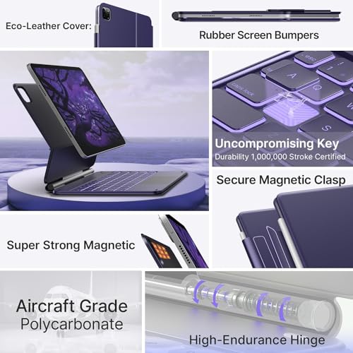 Image of typecase Edge for iPad Air 11 (M4 2026 / M3 2025 / M2 2024), Air 5th /4th & Pro 11 (4th /3rd /2nd /1st), 11-Color Backlit & Touchpad,Magic Floating Keyboard (NOT for 10th /A16 /Pro 11 (M5 /M4)-MN Amethsyt26