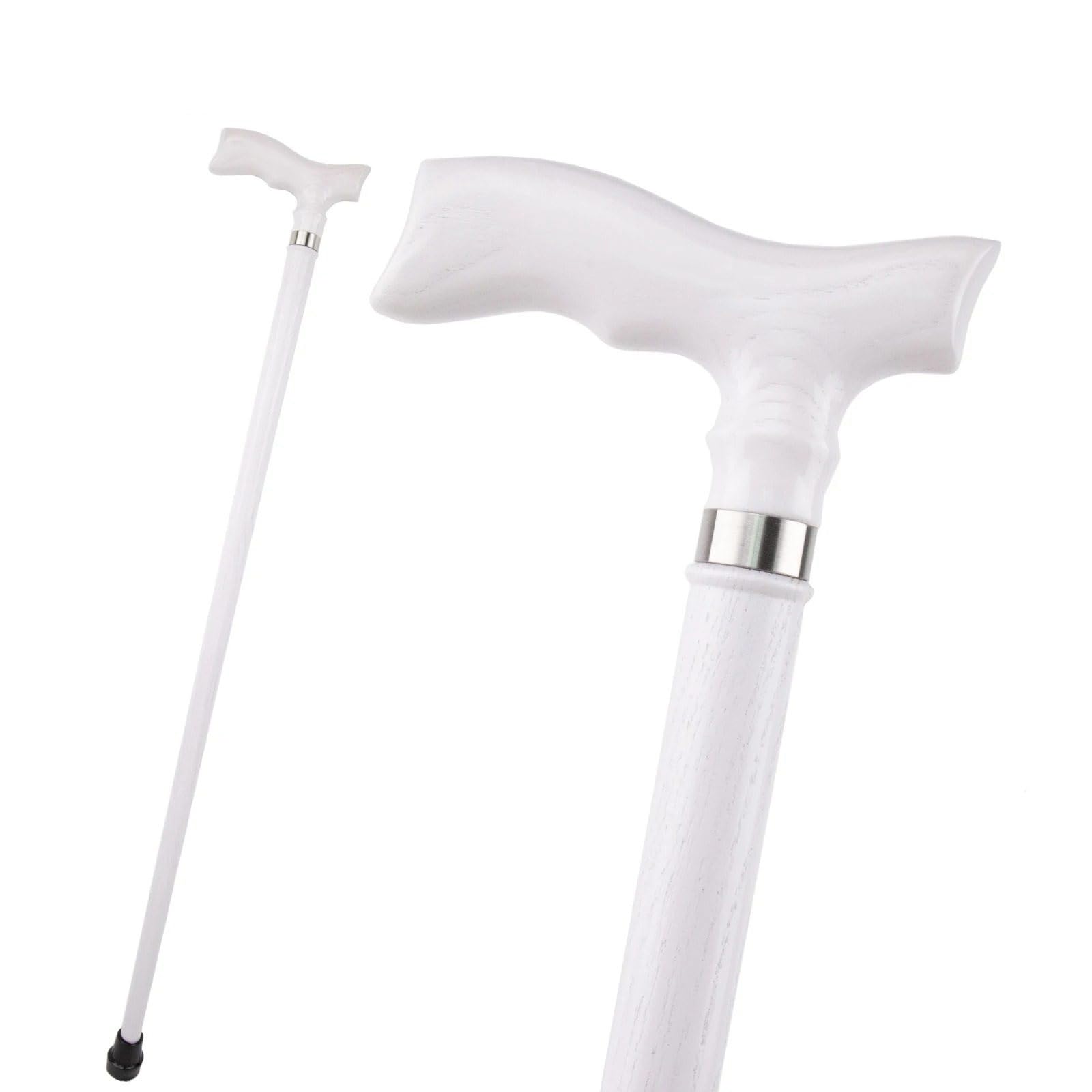 Bastón de Caminar Madera Blanca con Mango Ergonómico – Ligero y Resistente para Hombres Mujeres Ancianos, Uso Diario, Regalo & Colección
