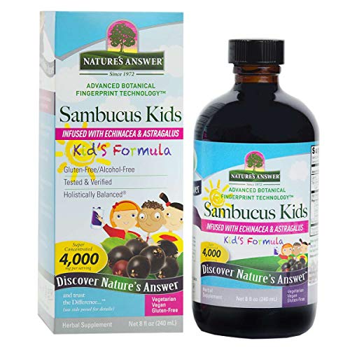 Natures Answer Sambucus Syrup Elderberry Kids Formula, 8 Ounce | Natural Immune Booster | Taste that Kids Love | Flu Season Support | Packed with Antioxidants