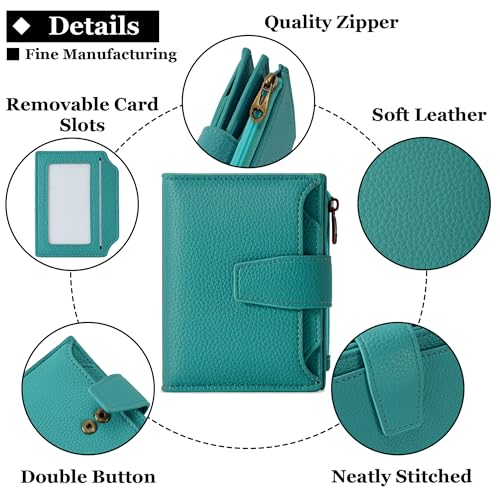 Image of Airkit Small Wallet Women RFID Blocking Leather Bifold Compact Card Holder Wallet for Women with Zipper Coin Pocket 4 ID Window