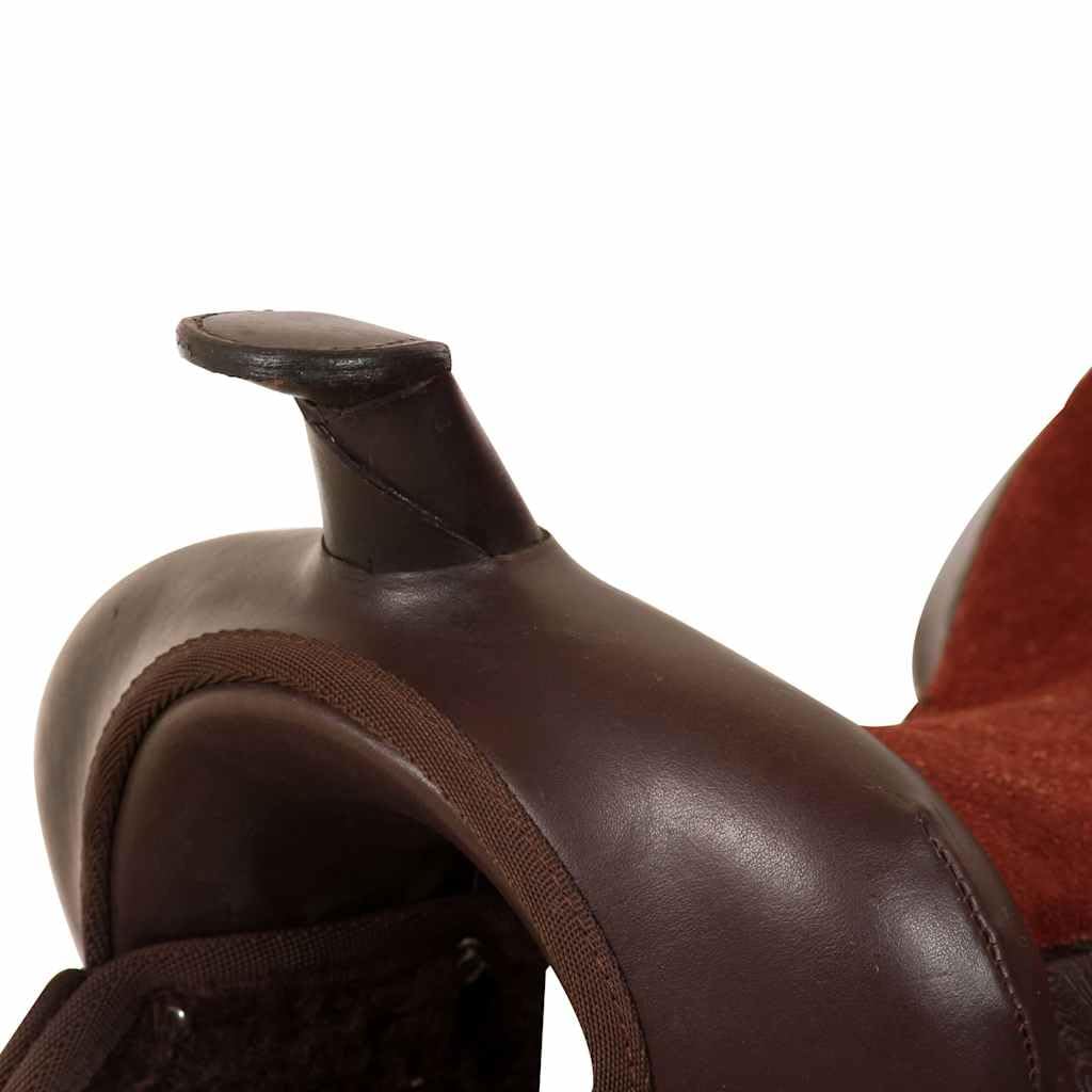 Sillín occidental de piel auténtica con cabestro marrón para jinete y caballo, versátil, adecuado para exteriores, ocio, torneos, doma, saltos y paseos de senderismo