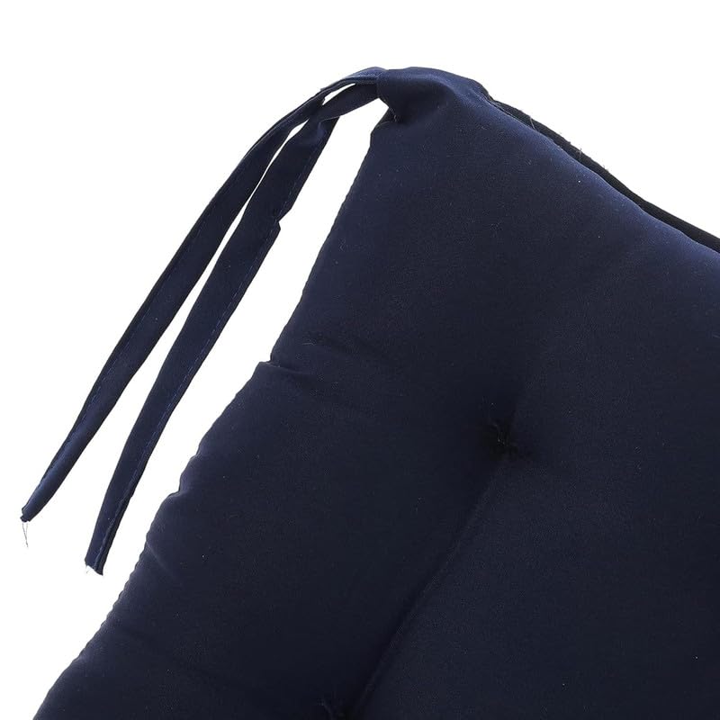Image of Rajasthan Crafts Pack of 6 Chair Pad | Chair Cushion Pad | Microfiber Square Chair Pads with Ties | Seat Cushion for Chair Office, Sitting, Pooja, Dining & Office Tables (16x16 Inch, Navy Blue)