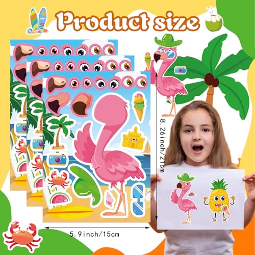 Image of Summer Stickers, Make a Face Sticker, Hawaii Luau DIY Craft Activities