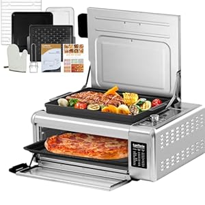 Digital Air Fry Countertop Oven, Air Fryer Toaster Oven Combo Flip UP Save 50% Space, 9 in 1 Electric Indoor Countertop Pizza Oven Air Fryer Easy Clean