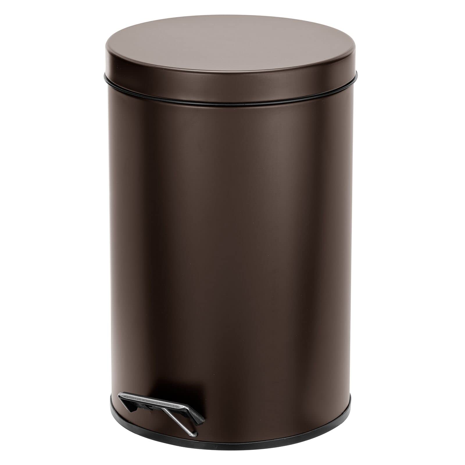 mDesign Metal/Steel 3.2 Gallon/12 Liter Round Step Trash Can with Lid