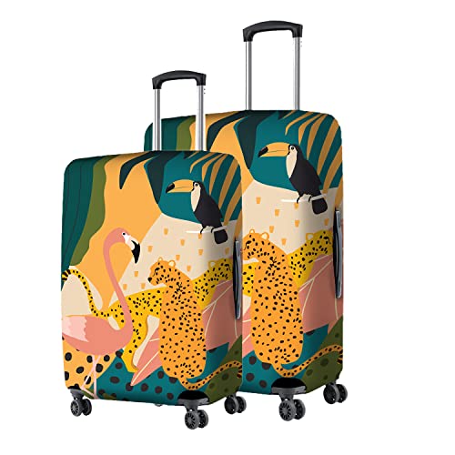 Image of Nasher Miles Polyester Protective Luggage Cover Set of 2 (Small-Medium) - Leopord Design