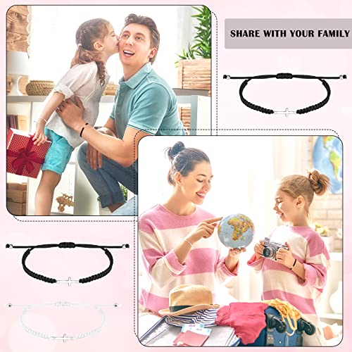 Junkin 50 Pcs Adjustable Cross Bracelet For Women Men Religious Rope Cord Christian Braided Promise Friendship Bracelets For Teens (Black, White) #TOP2