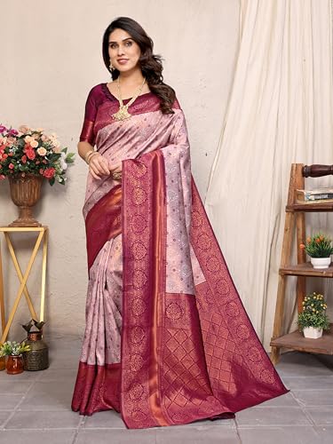 Image of Women's Kanjivaram Soft Silk Banarasi Saree With Blouse Piece | Banarasi Sari For Women | Saree with Blouse piece