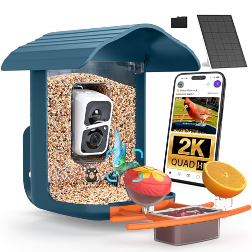 birdsnap® PAV-Bird Feeder with Camera,2K HD with 32GB Card, AI Identify Smart Bird House Cam Solar Panel,Live Stream,Motion Detection,Auto Record Video for Backyard Outdoors,Ideal Gift for Bird Lover