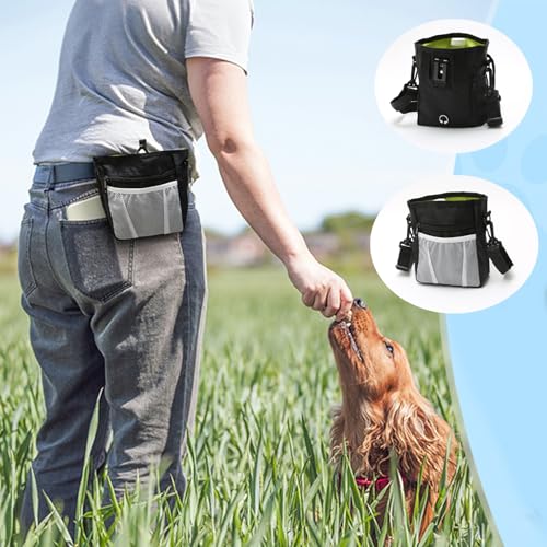 TENTHPEO Leckerlibeutel für Hunde, Leckerlitasche für Hunde Kein mit Kotbeutelspender, Vielseitig Futterbeutel Hundetraining für Spaziergänge, Training, Fütterung, Reisen, Wandern