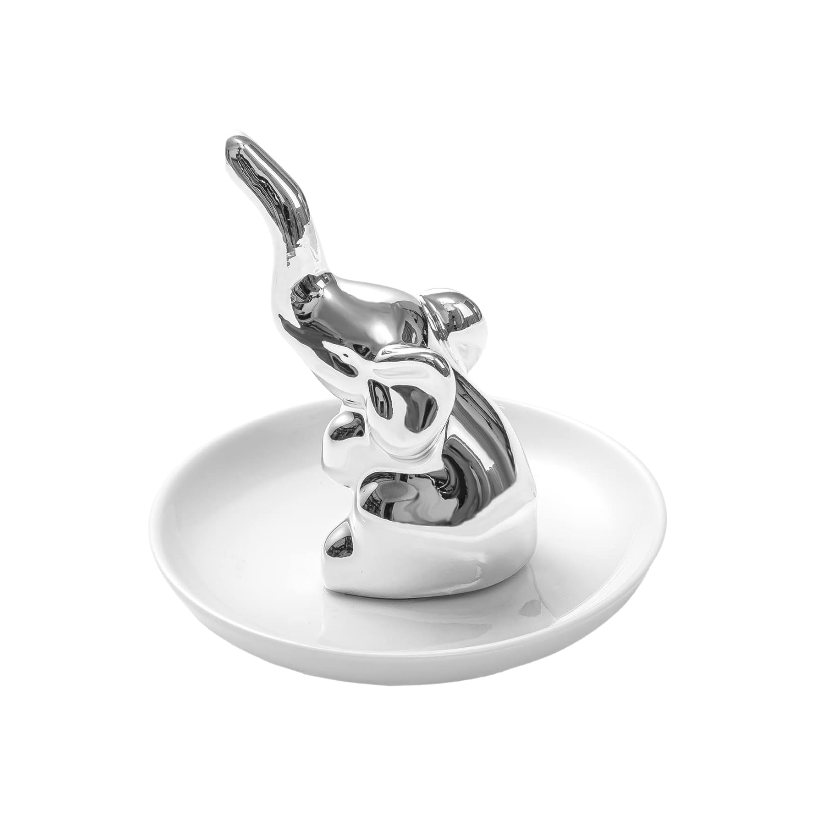 Tazweeq Elephant Ring Holder, Jewelry Dish Trinket Tray for Rings Earrings Holder, Silver Elephant Gifts Women Girls Christmas Wedding Bridesmaids Bridal Shower Gifts