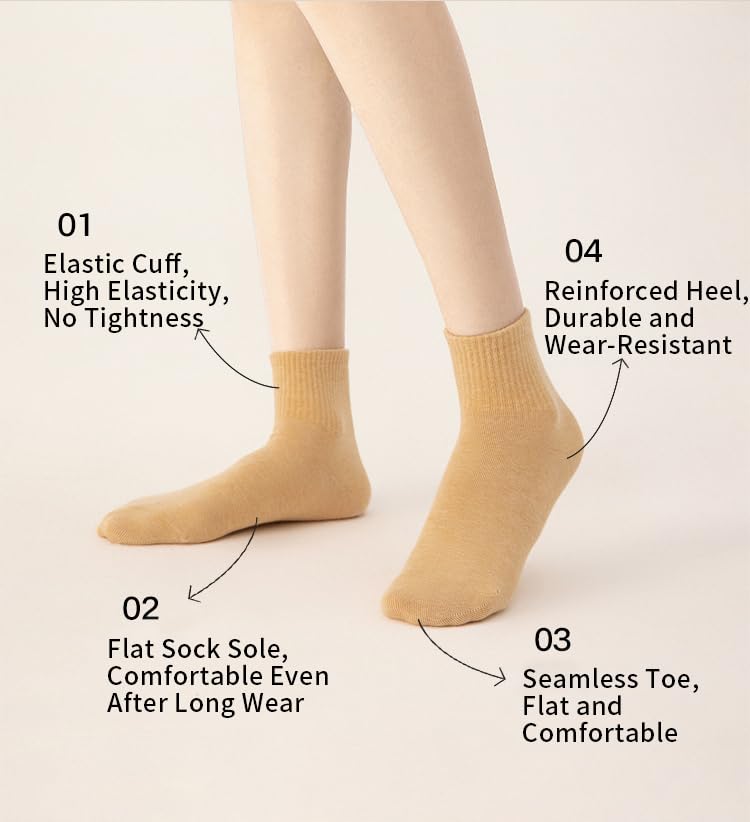 Women's Crew Socks, Seamless Toe,High Elasticity Soft Above Ankle Sock for Women Girls Size 6-103