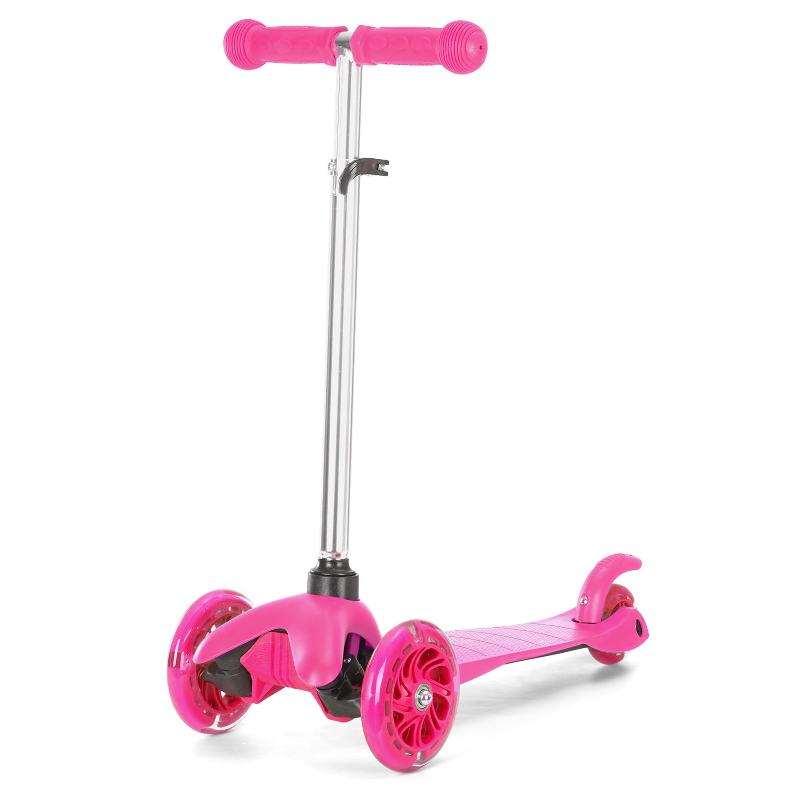 3 Wheel Kids Scooter Age 2-6 Kick Scooter for Toddlers Girls Boys with Adjustable Height, Flashing LED Wheels, Lean-to-Steer Technology (Rose Red)