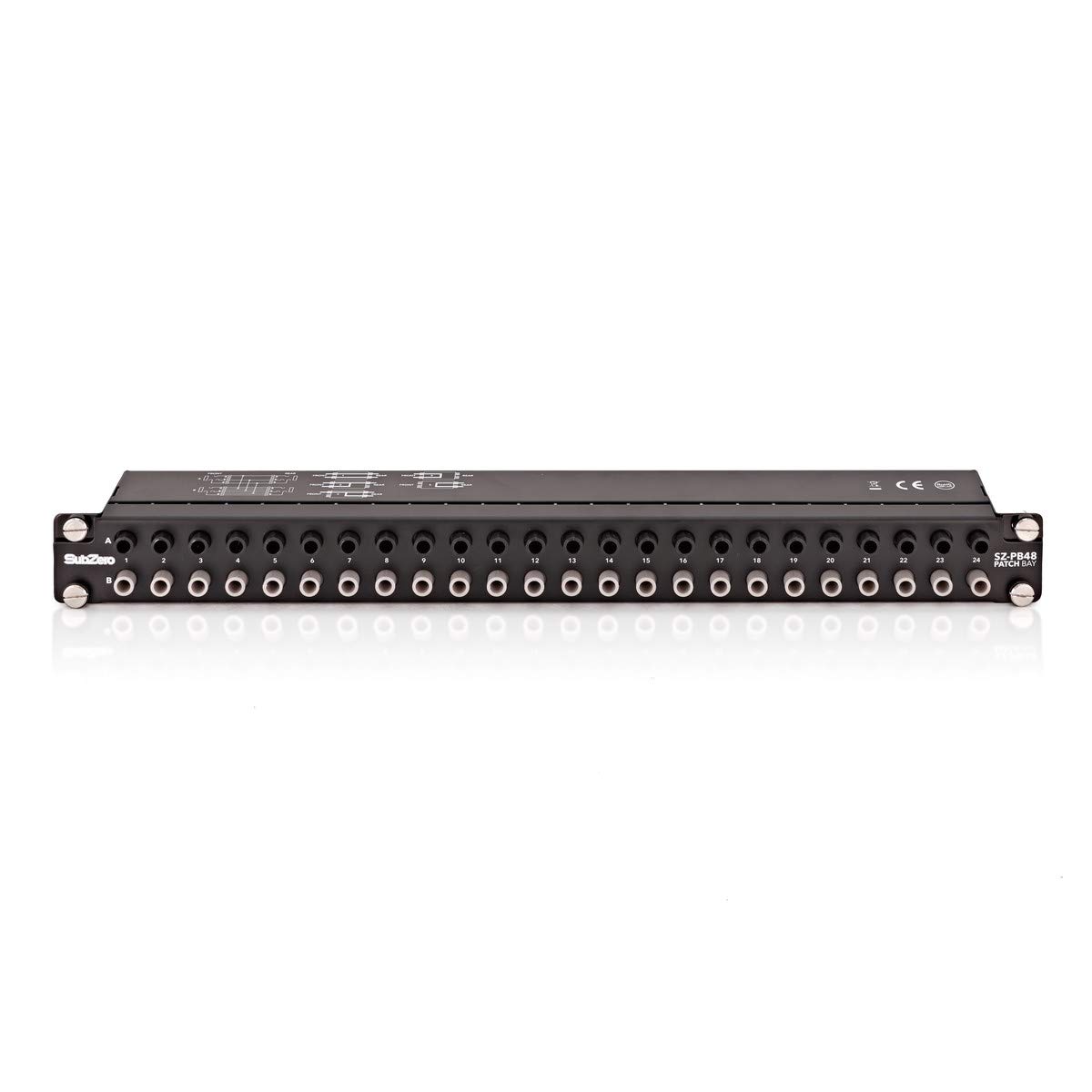 SubZero Patch Bay 48 Channel 1U Rugged Patch Bay with 1/4' TRS Connections