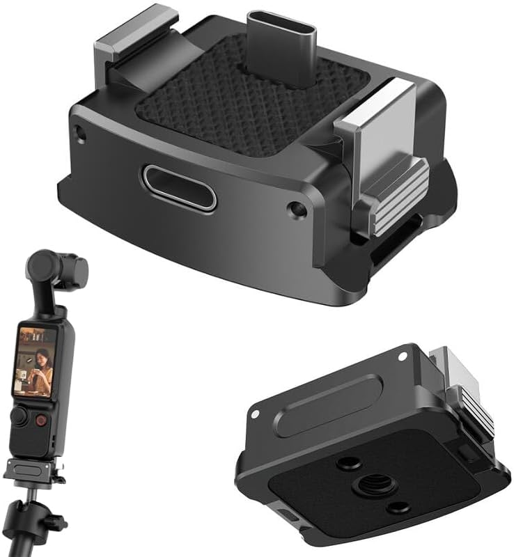 Coyktonty Charging Adapter Base for DJI Osmo Pocket 3, Type-C Charging Port, with 1/4 Threaded Hole and Gopro Connector, Attaches to Tripod Selfie Stick (1/4 Screw Hole)