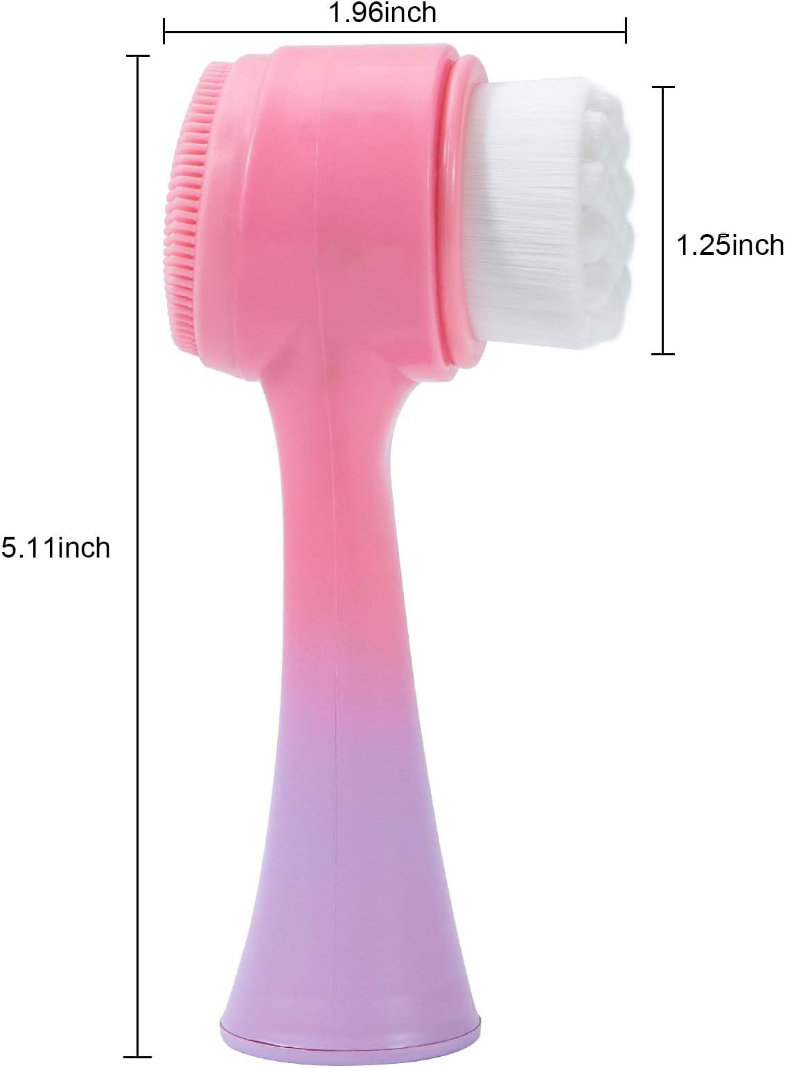 Beomeen Face Brush 2 in 1, Silicone Facial Cleansing Exfoliating Brush Soft Bristles Pore Deep Cleansing Manual Dual Face Wash Scrub Brush for Massaging, Makeup Skincare Removal, Gradient Pink