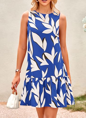 Image of PRETTYGARDEN Women's 2025 Summer Boho Floral Mini Dress Sleeveless Backless Short Wedding Guest Beach Vacation Sundresses