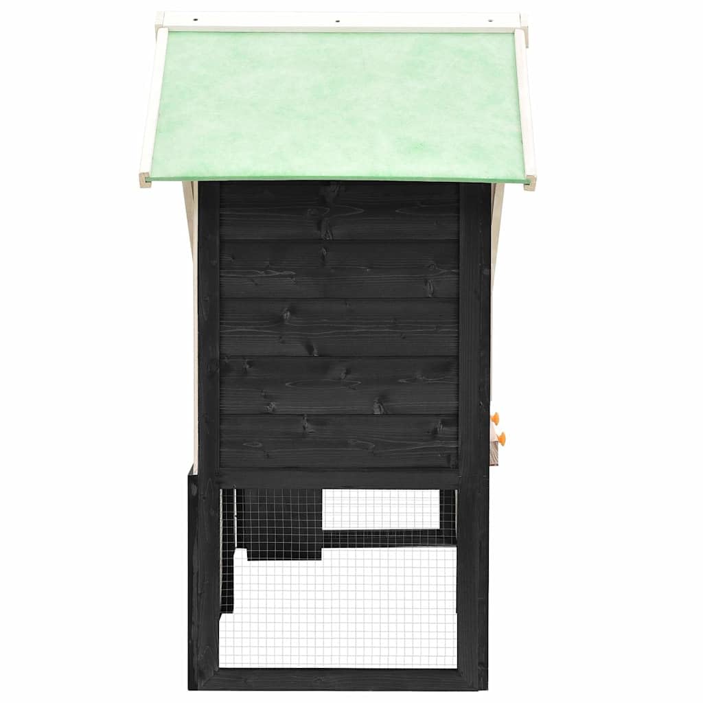 Kaninchenstall aus massivem Tannenholz 140x63x120 cm Grau Weiß mit Stahldrahtgeflecht, rutschsichere Rampe, ausziehbare Schublade, Kleintierkäfig für Hasen und Nager