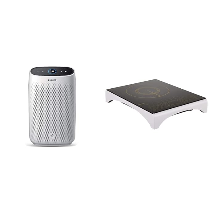 Philips AC1215/20 Air purifier, removes 99.97% airborne pollutants with 4-stage filtration & Philips Viva Collection HD4938/01 2100-Watt Induction Cooktop with Sensor Touch (Black)