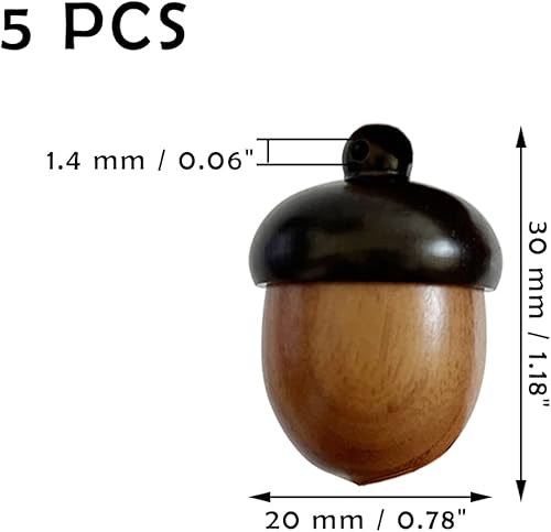 Miniatura 2 de 5 dijes de bellotas de madera desmontables de bellota para manualidades joyería llavero collares manualidades