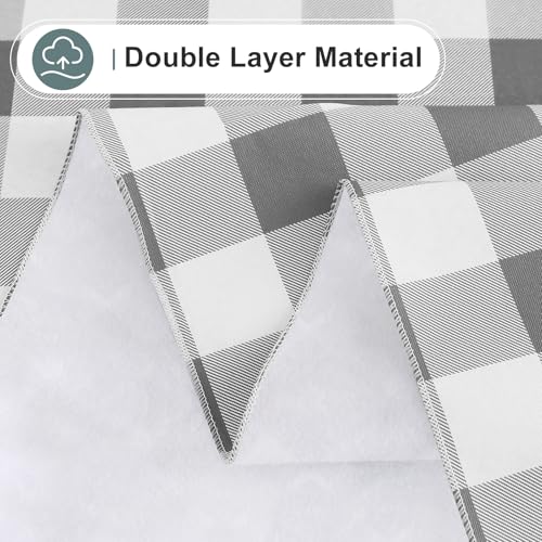 Image of misaya Oval Waterproof Vinyl Table Cloth, Buffalo Flannel Backed Tablecloth, Wipeable Plastic Table Cover for Dinner, Kitchen, Outdoor (60 inch x 102 inch, Grey and White)