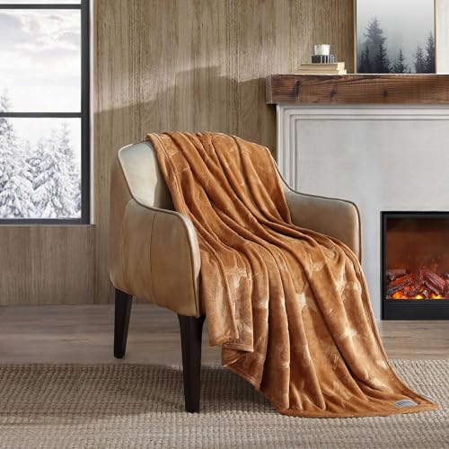Image of Eddie Bauer - Throw Blanket, Ultra-Soft & Embossed Plush Bedding, Blanket for Couch & Bed (Geese Brown, 50 inch x 70 inch)