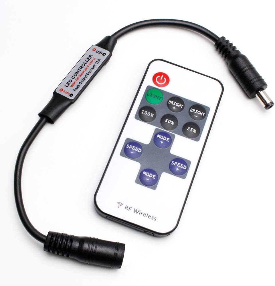 RF Mini Wireless Remote Controller for Single Color 3528 5050 LED Strip Lights, Wireless Remote Control with DC Connector, RF Dimmer for 12V DC LED Ribbon, Shelf Lights - Image 3