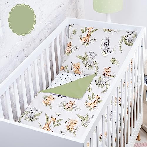 Baby Safe Housse de Couette pour Lit Bébé 120 x 90 cm - 100% Coton Biologique - Draps Simple Certifiés Oeko-TEX - Parure de Lit Jungle pour Enfants