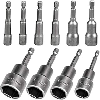10 Pcs Set Magnetic Hexagon Socket, 6-19mm Hex Shank Magnetic Nut Setter Driver