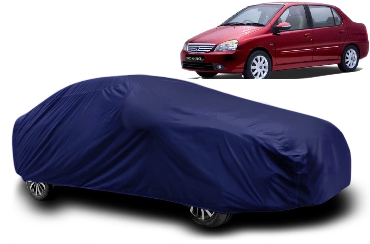 AUCTIMO® Tata Indigo XL Car Cover with Triple Stitched Fully Elastic Ultra Surface Body Protection (Navy Look)
