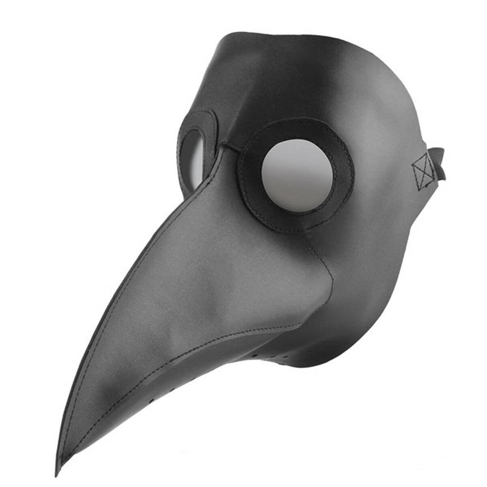 asky Plague Doctor Bird Mask Long Nose Beak Cosplay Halloween Costume Props, Black