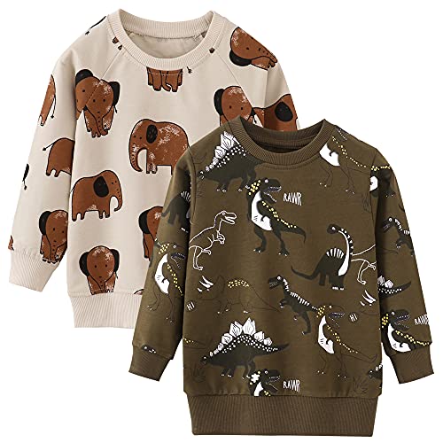 Image of Toddler Boys Crewneck Sweatshirt, Cotton Long-Sleeve Pullover Cartoon Print