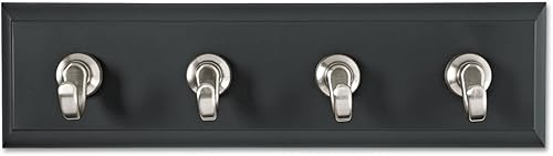 Miniatura 3 de Command 3M HOM18SES - Riel decorativo para llaves, 8 pulgadas de ancho x 1 12 pulgadas de profundidad x 2 18 horas, negroplata, 4 ganchospaquete