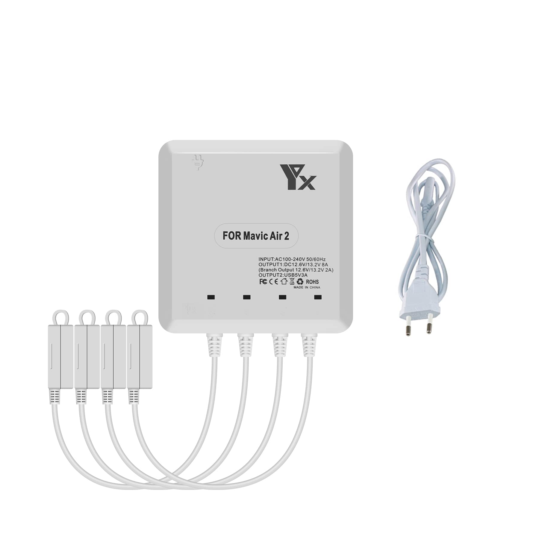6 in 1 Akku Ladegerät für DJI Air 2S,Mavic Air 2 Drohne, lädt 4 Batterie und 2 USB-Anschlüsse Gleichzeitig,Parallel Akkuladestation Hub Zubehör