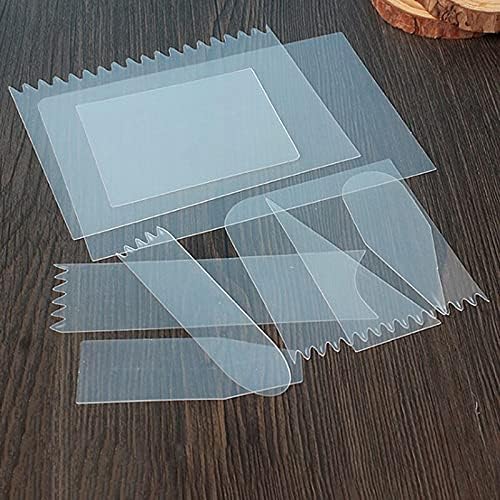 Flexible Plastic Zig Zag/Plane Designs Cake Scrapers for Icing/Cake, Fondant Smoother/Different Shapes, Set of 9-Pieces, PP, Transparent