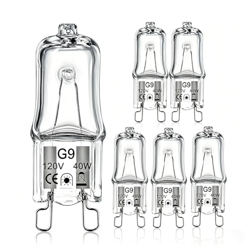 SHANDERBAR G9 Halogen Light Bulbs 2 Pin 40 Watt 120 Volt 2700K Warm White