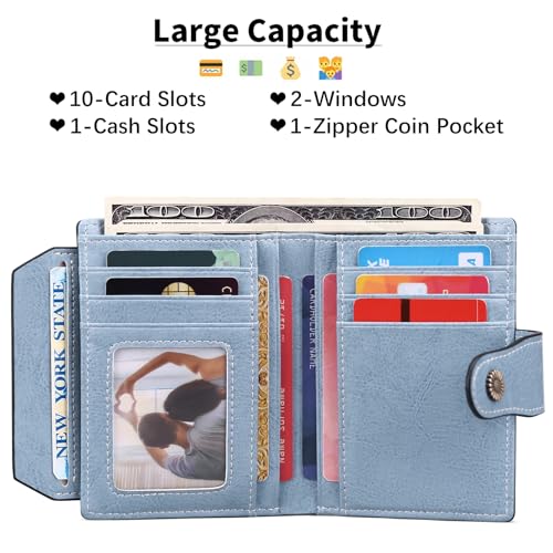 Image of FALAN MULE Small Wallet for Women Leather Bifold Compact RFID Blocking Small Womens Wallet