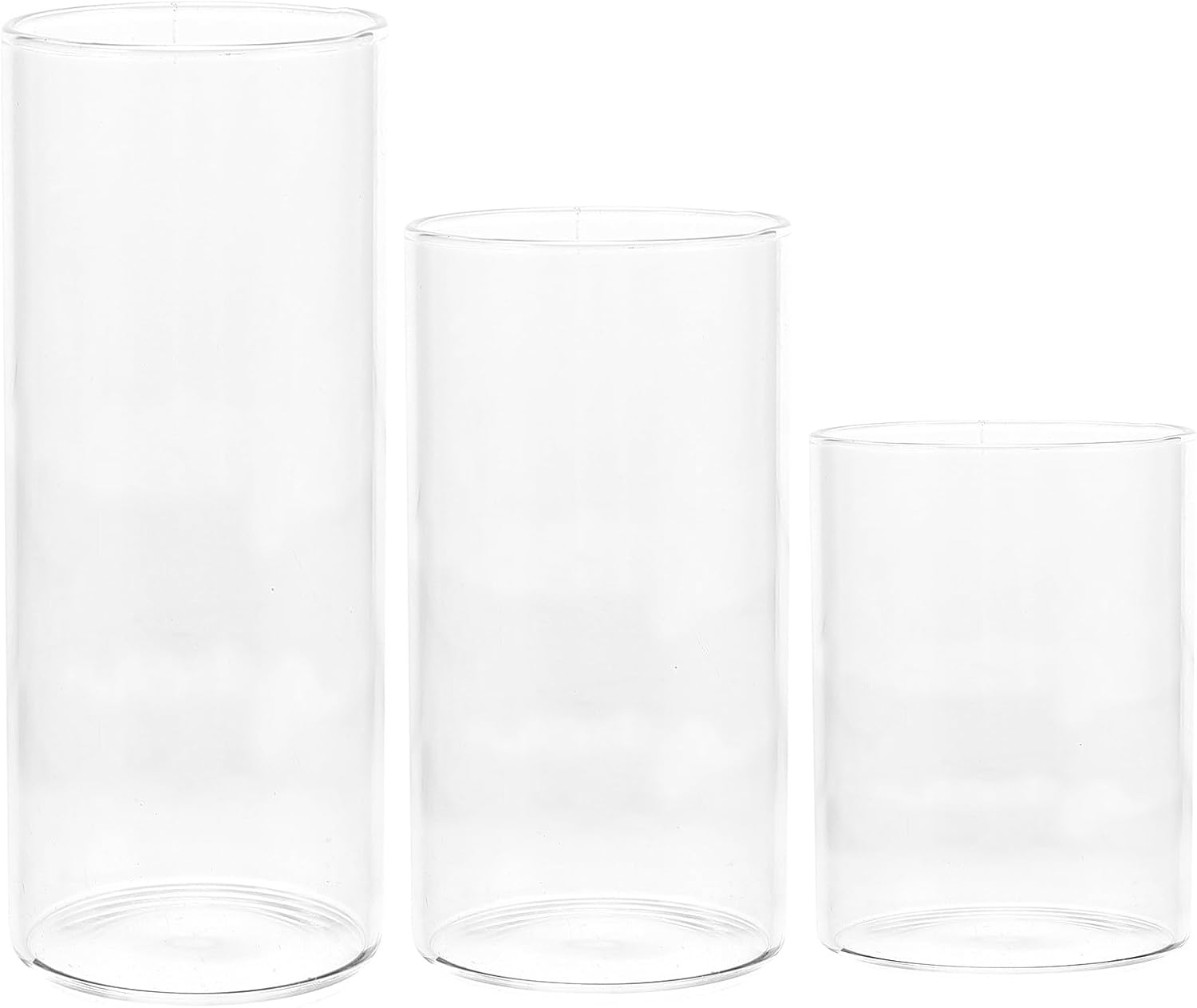 Toddmomy 3pcs Glass Votive Candle Holders - 6/8/10'' Clear Hurricane Vases for Weddings Table Centerpieces, Birthday, Thanksgiving Day and DIY Decor