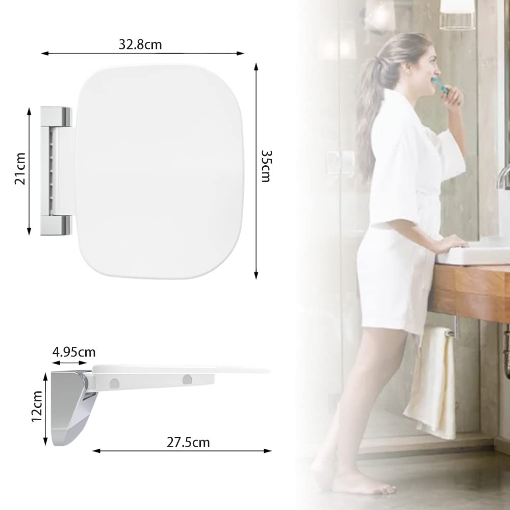 Asiento Ducha Plegable Pared Montada, Silla Abatible Ducha Montado en la Pared ，Taburete Baño Banqueta Ducha para Personas Mayores Minusvalidos Adultos