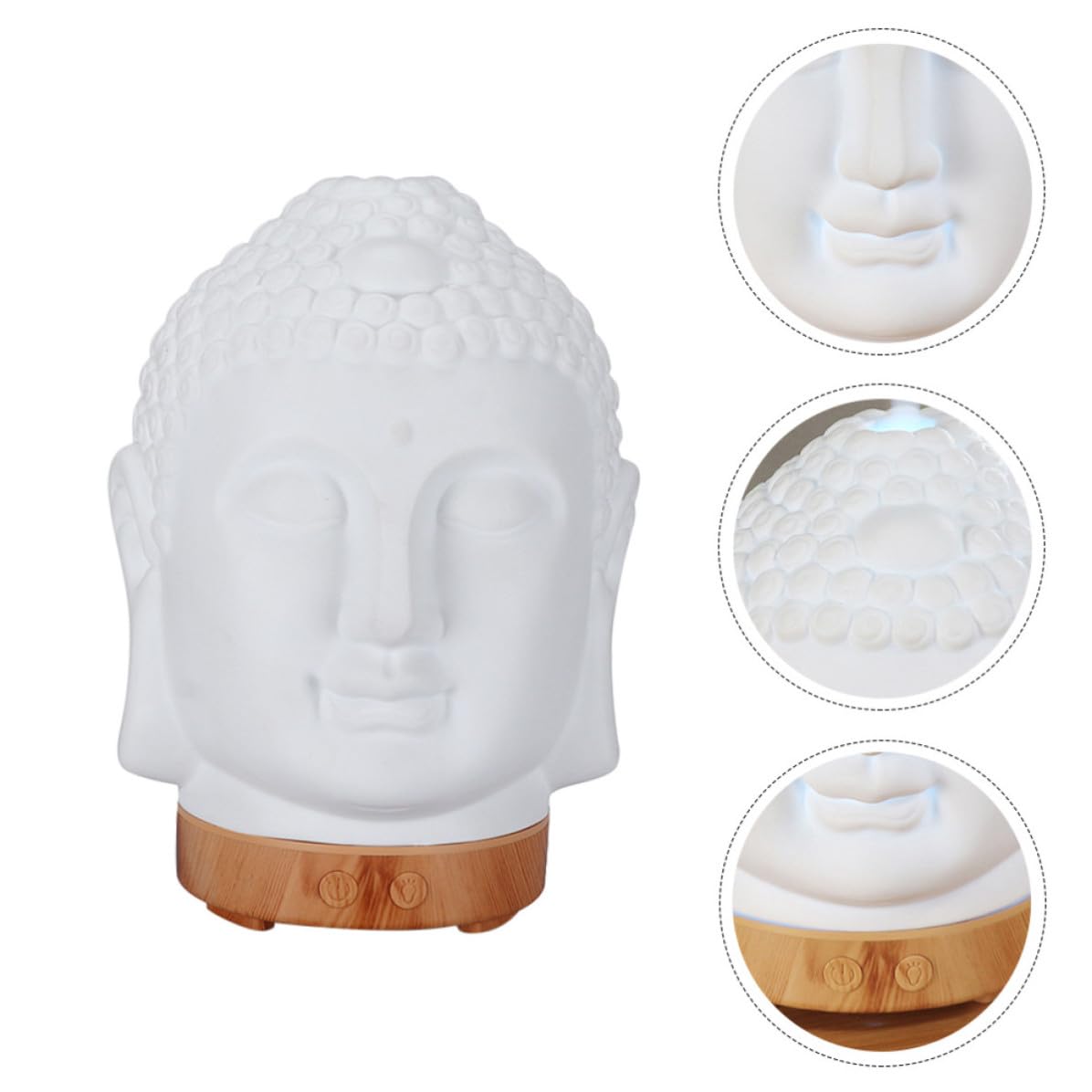 Diffusore di Aromaterapia, Umidificatore in Ceramica a Forma di Testa di Buddha, 1 Pezzo, Bianco, per Scrivania in Ufficio, Capacità Inferiore a 1L, Diffusione dell'Aroma