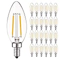 LUXRITE 4W Vintage Candelabra LED Bulbs Dimmable, 400 Lumens, 2700K Warm White, Chandelier Light Bulbs 40W Equivalent, Clear Glass, Filament Candle Bulb, UL Listed, E12 Base (24 Pack)