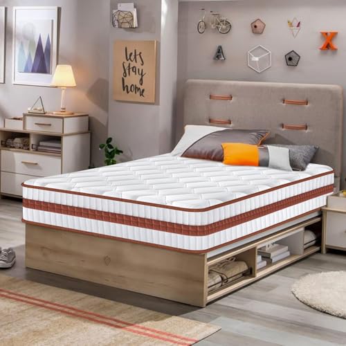 Colchón 90x190 cm con Certificación Oeko-Tex, Altura 25 cm Grosor Espuma Viscoelástica de Alta Densidad con Muelles Ensacados Individuales, Higiénico y Transpirable,7 Zonas Soporte Lumbar Ergonómico