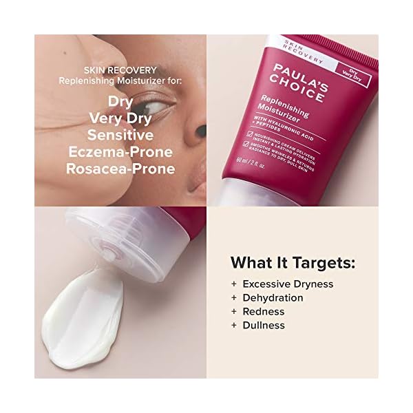Paula's Choice SKIN RECOVERY Replenishing Facial Moisturizer Cream with Hyaluronic Acid, Soothes Redness & Sensitive Skin Prone to Rosacea & Eczema, Paraben-Free & Fragrance-Free, 2 Fl Oz