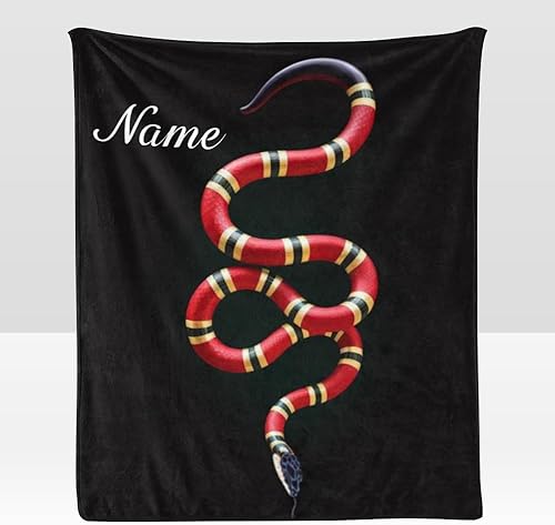 Manta personalizada con nombre, texto, serpiente, suave, manta de forro polar para regalos (50 x 60 pulgadas)