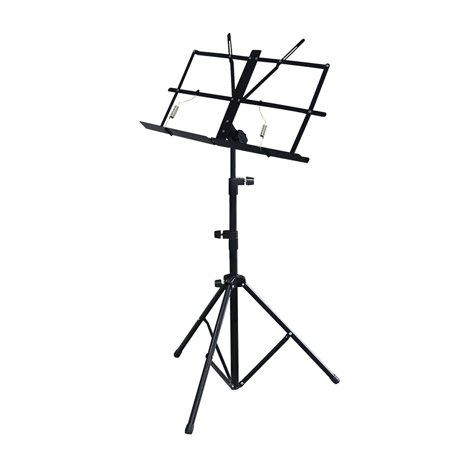 Atriles de música Atril plegable de metal - Atril portátil para partituras con bolsa de transporte Soporte de música ajustable para libros, notas, tableta portátil, instrumentos musicales negros