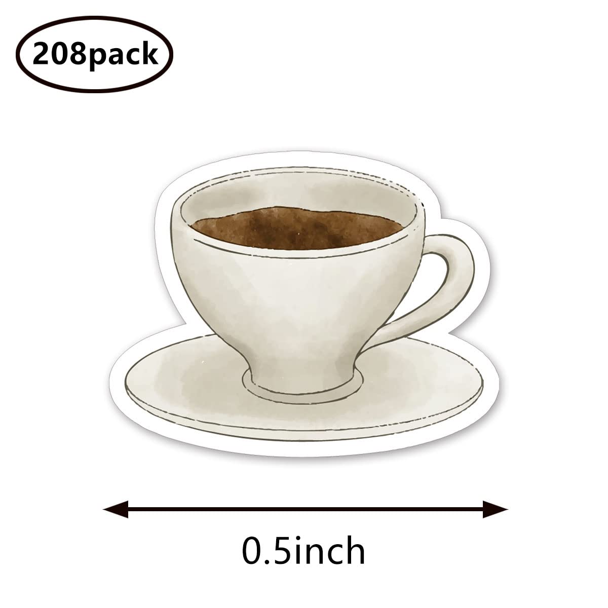 Coffee Hot Chocolate Planner Stickers, 0.5in Monthly Scrapbooking Arts Crafting 208-Pack - Image 2