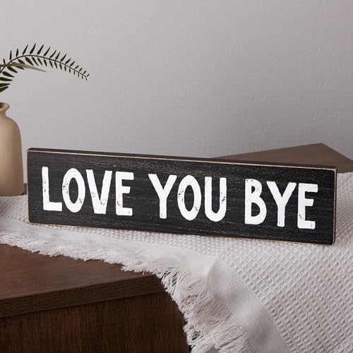 Mokof Love You Bye, Farmhouse Wood Sign Home Wall Decor
