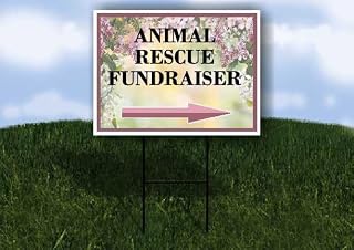 Animal Rescue Fundraiser Spring Flowers Purple Lilac Right Arrow Single Sided 18x24 in. Yard Road Sign w/Stand