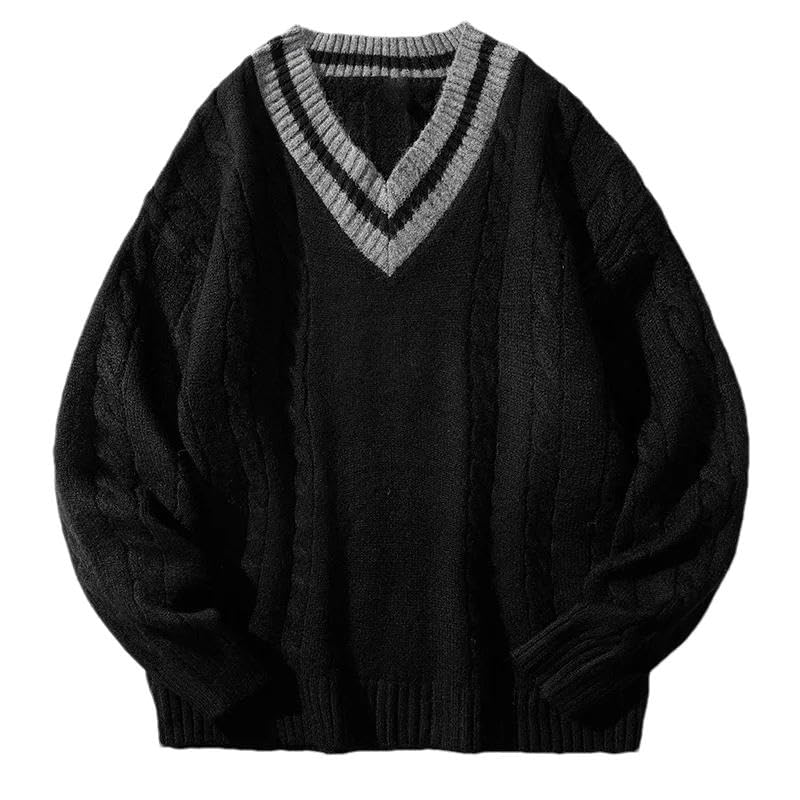 Pull d'hiver tricoté à col en V pour homme chaud qui ne gratte pas et résistant